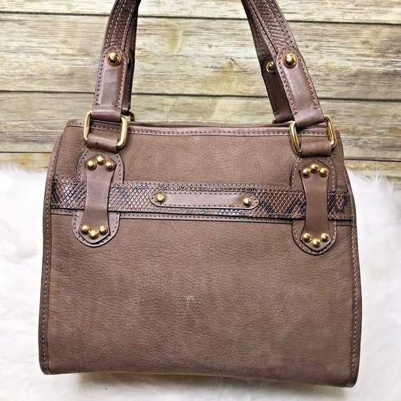 Top Handle Beige Classy MORA Genuine Python Skin Bag  Corello Brown Leather Snakeskin Trim Handbag Tote